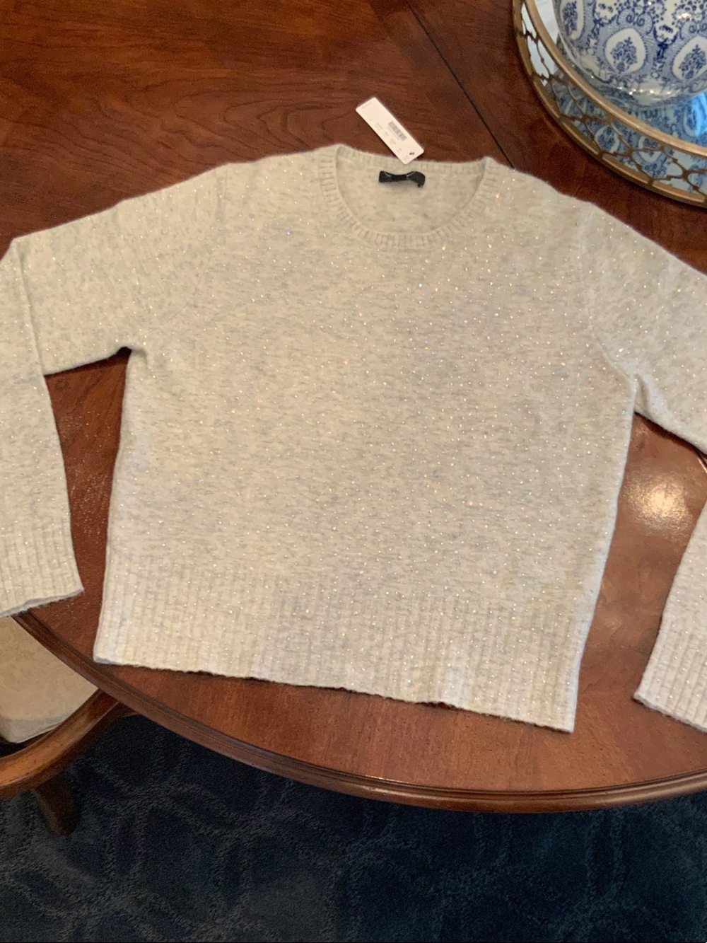 J. Crew Silver-Gray Sparkle Crewneck Sweater